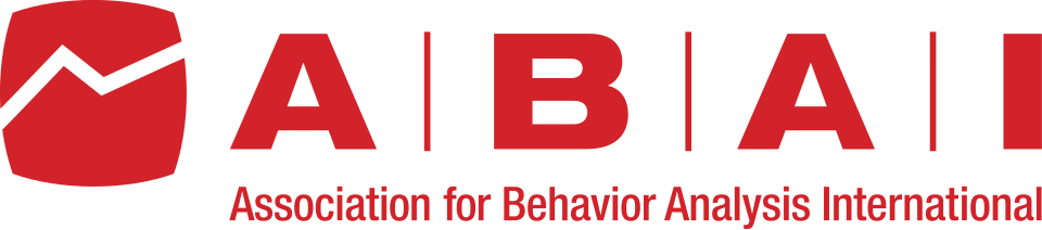 Logo for the Association for Behavior Analysis International (ABAI) with red letters "A B A I" and a red abstract symbol on the left. The full organization name is written in red below the letters.